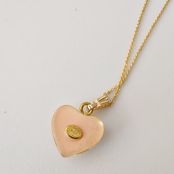 Repurposed Heart Shaped Designer Rhinestone Charm on 18K GF Chain Necklace - Picture 4 of 7